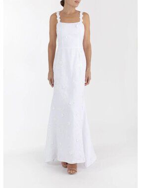 Fanm Mon Alexandra Embroidered Maxi Dress White Womens Size XXS